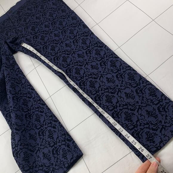 Soft Surroundings Pants Womens Large Petite Navy Blue Baroque Velvet Burnout - Picture 9 of 10